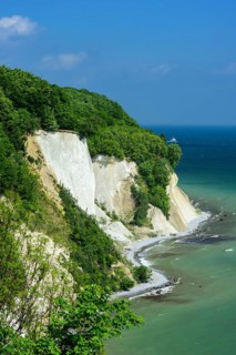 View of the chalk cliffs in the Jasmund National Park on Ruegen