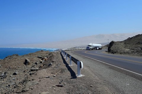 Trucks on the Panamericana on the Pacific coast
