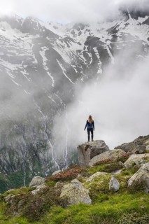 Mountain landscape in fog