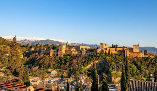 Alhambra on the Sabikah hill at sunset