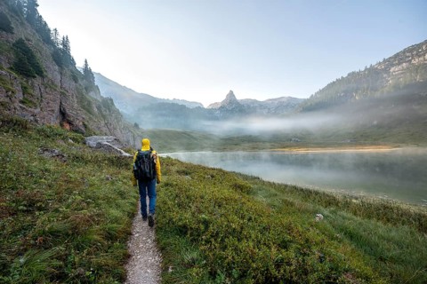 Hiker on hiking trail