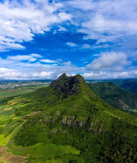 Aerial view of Mont du Rempart with Trois Mamelles