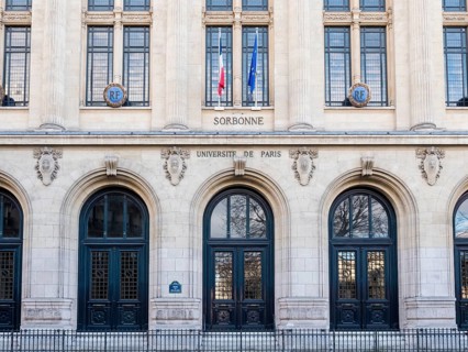 Facade and entrance to the Sorbonne University building