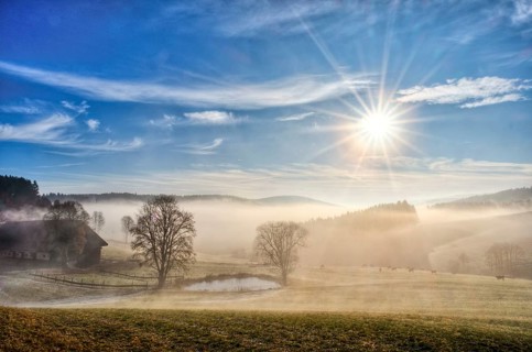 Foggy atmosphere in the morning in Einsiedel