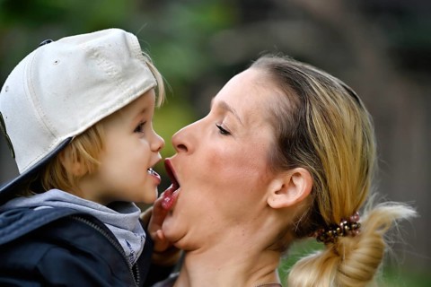 Mother albert with son