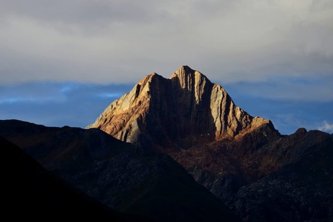 Colorful mountain in the evening light