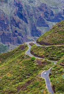 Serpentine road in the Teno Mountains near the mountain village Masca