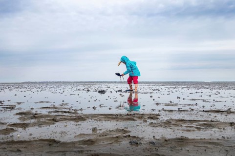 Child playing in the mudflats