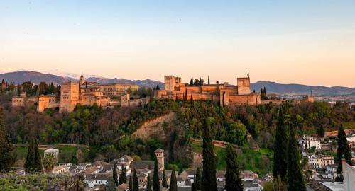 Alhambra on the Sabikah hill at sunset