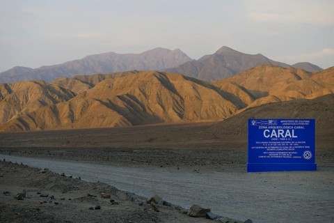 Info board of the ruins of Caral