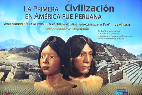 Poster advertising the ruins of Caral