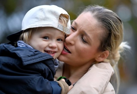 Mother albert with son