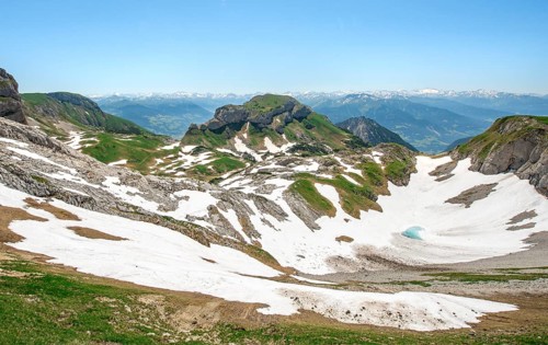 Mountain landscape with residual snow