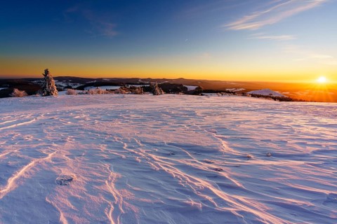 Panoramic view from Wasserkuppe in south direction in winter