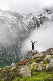 Mountain landscape in fog
