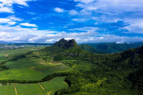 Aerial view of Mont du Rempart with Trois Mamelles