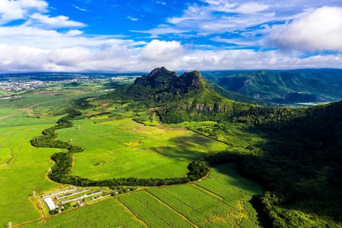 Aerial view of Mont du Rempart with Trois Mamelles