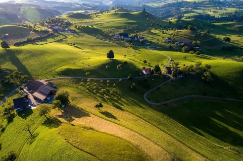 Agricultural landscape with drumlins