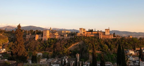 Alhambra on the Sabikah hill at sunset