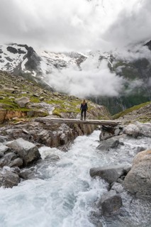 Mountain landscape in fog