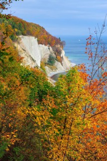 View of the chalk cliffs in the Jasmund National Park on Ruegen