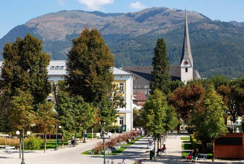 Spa gardens with the parish church of St