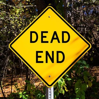 Yellow traffic sign for dead end