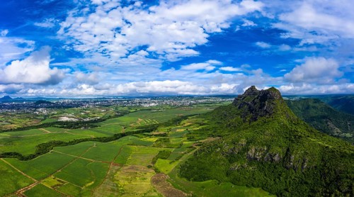 Aerial view of Mont du Rempart with Trois Mamelles