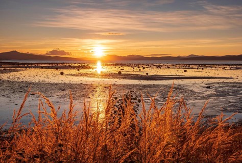 Sunset over a fjord