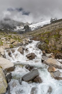 Mountain landscape in fog