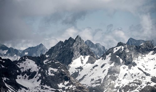 Rugged mountain peaks
