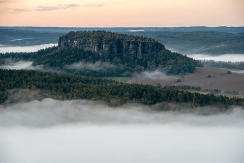 Pfaffenstein with morning fog