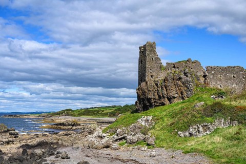 The ruins of Dunure Castle on the Firth of Clyde