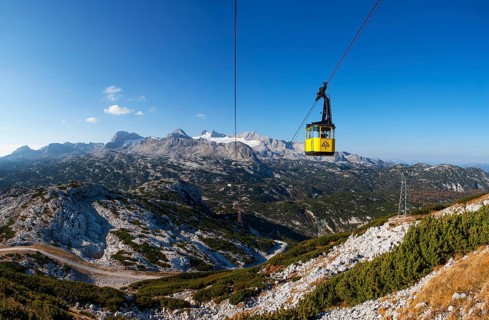 Panoramic view to the mountain station Gjaid and to the Hohen Dachstein