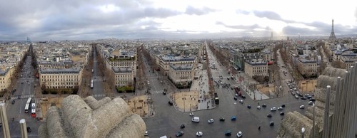 Panoramic view with streets from Arc de Triomphe de l'Etoile
