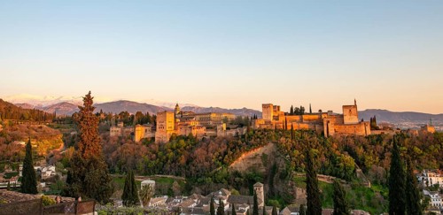 Alhambra on the Sabikah hill at sunset