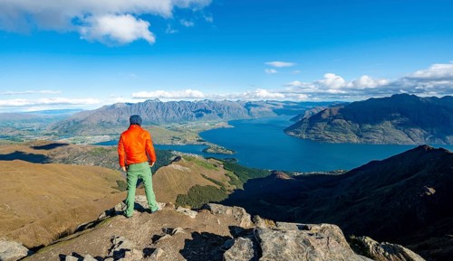 Hiker at the summit of Ben Lomond
