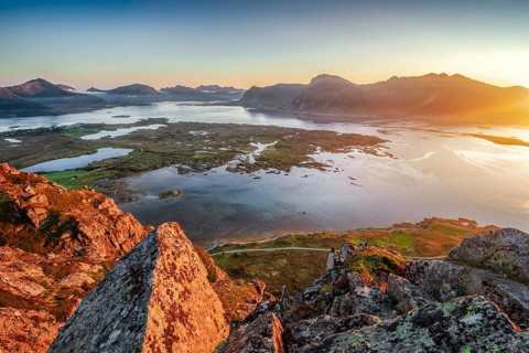 View from the top of Hoven at sunset