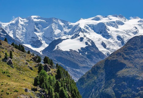 Piz Palue and Bellavista above the Bernina Valley