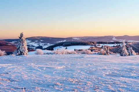 Panoramic view from Wasserkuppe in south direction in winter