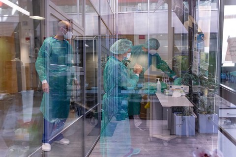 Doctors preparing to enter the Covid ward
