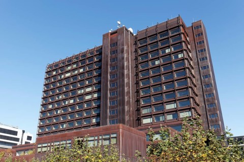 Office building with facade made of corten steel