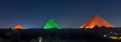 The three main pyramids during sound and light show