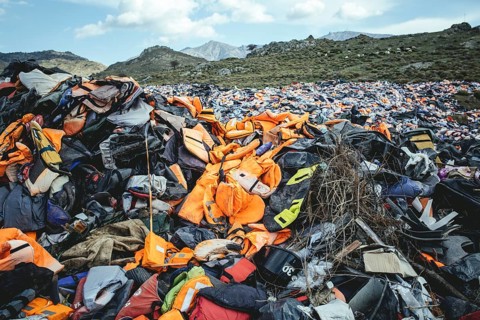 Life jackets at the waste disposal site near Molivos