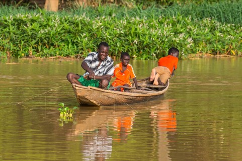 Fishermen in their canoe