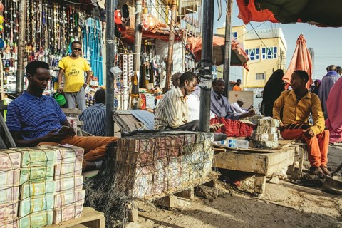 Money changer at the market in Hargeissa