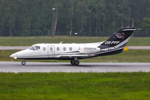 A Beechcraft 400XP Beechjet aircraft of FOSFA with registration OK-PPP at Gdansk Airport