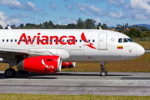 An Airbus A319 aircraft of Avianca with registration number N694AV lands at Medellin Rionegro