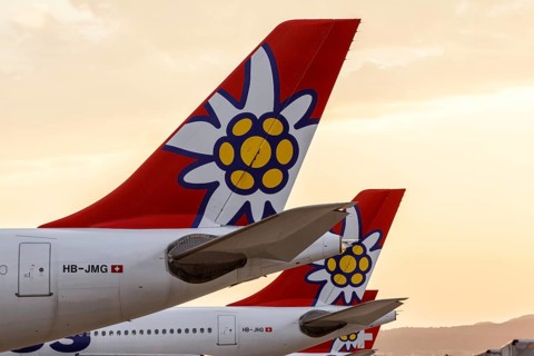 Airbus A340 aircraft Tails of Edelweiss at Zurich Airport