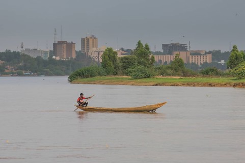 Man in canoe on the Niger river